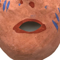 Hand-painted German Paper Masks, Peach with Blue Stripes-- Sold Individually