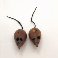 Mid-Century Teak Mouse Shaped Salt and Pepper Shakers