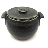 Beautiful Black Glazed Lidded Stoneware Studio Pottery Vessel
