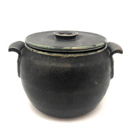 Beautiful Black Glazed Lidded Stoneware Studio Pottery Vessel