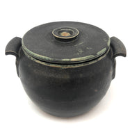 Beautiful Black Glazed Lidded Stoneware Studio Pottery Vessel