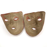 Hand-painted German Paper Masks, Peach with Blue Stripes-- Sold Individually