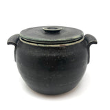 Beautiful Black Glazed Lidded Stoneware Studio Pottery Vessel