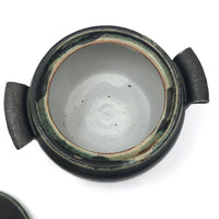 Beautiful Black Glazed Lidded Stoneware Studio Pottery Vessel