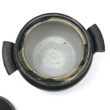 Beautiful Black Glazed Lidded Stoneware Studio Pottery Vessel