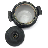 Beautiful Black Glazed Lidded Stoneware Studio Pottery Vessel