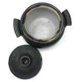 Beautiful Black Glazed Lidded Stoneware Studio Pottery Vessel