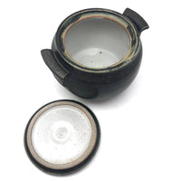 Beautiful Black Glazed Lidded Stoneware Studio Pottery Vessel