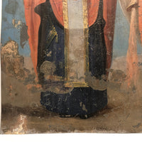 Wonderful Antique Russian Icon Painting on Tin, Saint Nicholas and Saint Michael