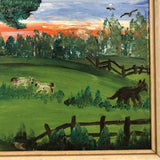 Wolf Walks Away, Vintage Folk Art Painting