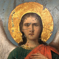 Wonderful Antique Russian Icon Painting on Tin, Saint Nicholas and Saint Michael