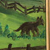 Wolf Walks Away, Vintage Folk Art Painting