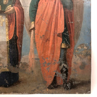 Wonderful Antique Russian Icon Painting on Tin, Saint Nicholas and Saint Michael