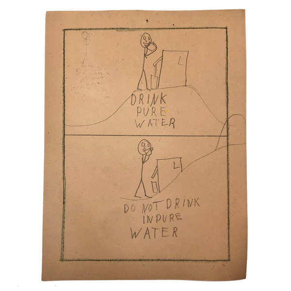 Drink Pure Water. Do Not Drink Inpure Water. Old School Pencil Drawing