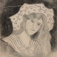 Wonderfully Naive Antique Hand-Drawn Postcard Portrait