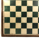 Striking Old Hand-painted Green on White Checkerboard Under Glass