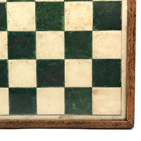 Striking Old Hand-painted Green on White Checkerboard Under Glass