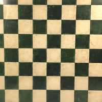 Striking Old Hand-painted Green on White Checkerboard Under Glass