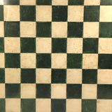 Striking Old Hand-painted Green on White Checkerboard Under Glass