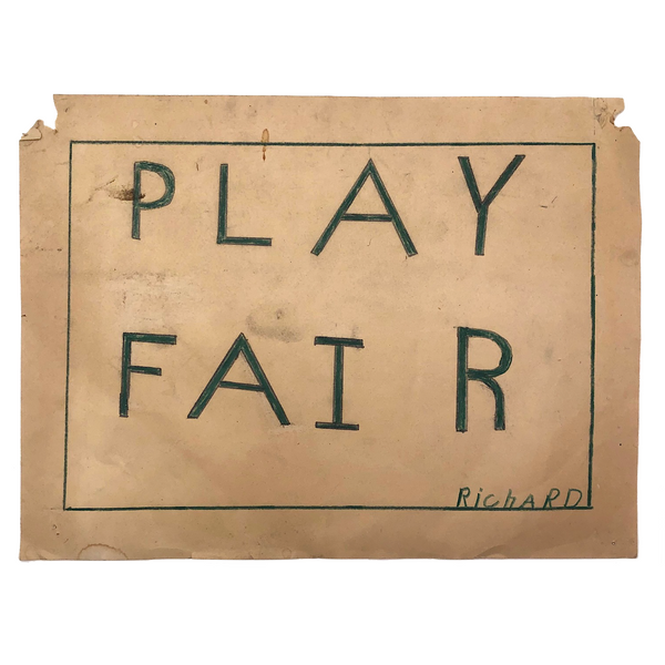 PLAY FAIR! Late 1920s School Drawing by Richard Page Thurston
