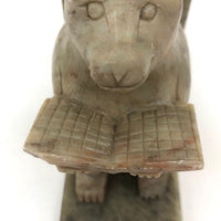 Sweet Reading Monkey, Hand-carved Soapstone and Marble Bookend