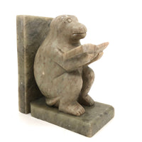 Sweet Reading Monkey, Hand-carved Soapstone and Marble Bookend