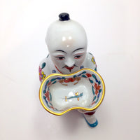 Herend, Hungary Porcelain Chinese Kneeling Man Figurine With 24k Gold Detail