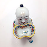 Herend, Hungary Porcelain Chinese Kneeling Man Figurine With 24k Gold Detail
