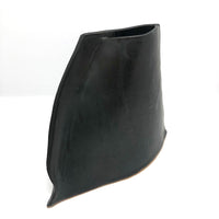 Contemporary Sculptural Matte Black Glazed Slab Vase