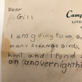 Andrew's Letter to Gill from Camp Wonposet, Litchfield, CT