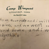 Andrew's Letter to Gill from Camp Wonposet, Litchfield, CT