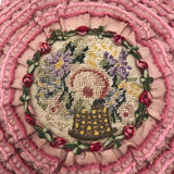 Amazing Large Pink Ruffled Petit Point Pin Cushion