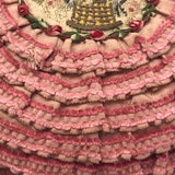 Amazing Large Pink Ruffled Petit Point Pin Cushion