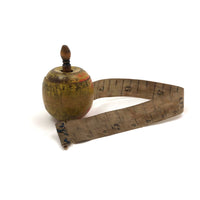 Wonderful Antique Treen Apple Shaped Winding Cloth Measuring Tape