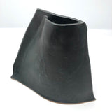 Contemporary Sculptural Matte Black Glazed Slab Vase