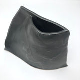 Contemporary Sculptural Matte Black Glazed Slab Vase