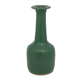 Art Pottery Vase with Long Neck and Beautiful Satin Green Glaze
