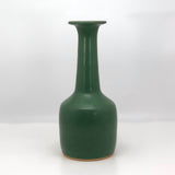 Art Pottery Vase with Long Neck and Beautiful Satin Green Glaze