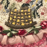 Amazing Large Pink Ruffled Petit Point Pin Cushion