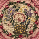 Amazing Large Pink Ruffled Petit Point Pin Cushion