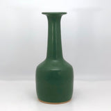 Art Pottery Vase with Long Neck and Beautiful Satin Green Glaze