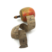 Wonderful Antique Treen Apple Shaped Winding Cloth Measuring Tape