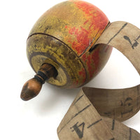 Wonderful Antique Treen Apple Shaped Winding Cloth Measuring Tape