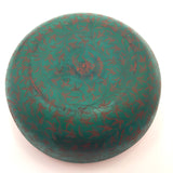 Burmese Finely Incised Pumpkin or Melon Shaped Green and Orange Lacquer Box