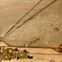 Old Oil on Cardboard Painting of Single Funnel Steam Ship