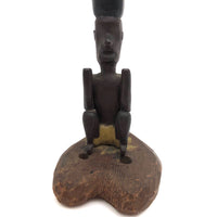 Carved, Painted Old Folk Art Totem on Heart Shaped Base