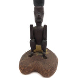 Carved, Painted Old Folk Art Totem on Heart Shaped Base