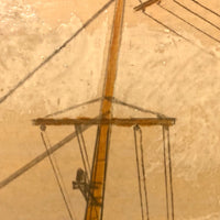 Old Oil on Cardboard Painting of Single Funnel Steam Ship