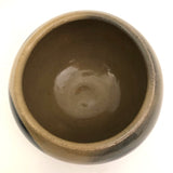 Round Studio Pottery Bowl, Vase or Planter, Cream with Large Blue Spots