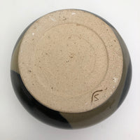 Round Studio Pottery Bowl, Vase or Planter, Cream with Large Blue Spots